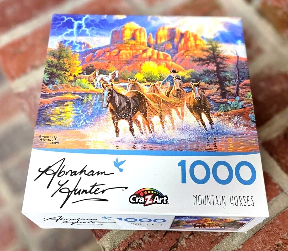 CraZArt 1000 Piece Puzzle Mountain Horses Abraham Hunter COMPLETE